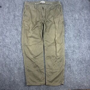 Gramicci Artisan Wash Carpenter Pants Mens 38x32 Olive Green Cotton Herringbone